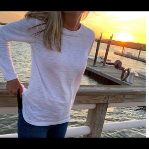 Long Sleeve Women’s White Slub Tee Shirt